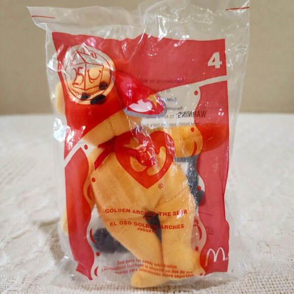 NIP - 2004 McDonald's TY Beanie Babies Happy Meal 25th GOLDEN ARCHES THE BEAR #4 - Picture 1 of 4